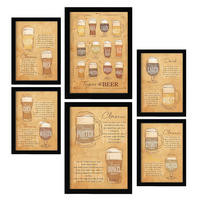 POSTER Set Mit 6 Biersorten Größe A3 & A4 Schwarzer Rahmen - Schwarz, Papier (29.7/1cm) - Nacnic