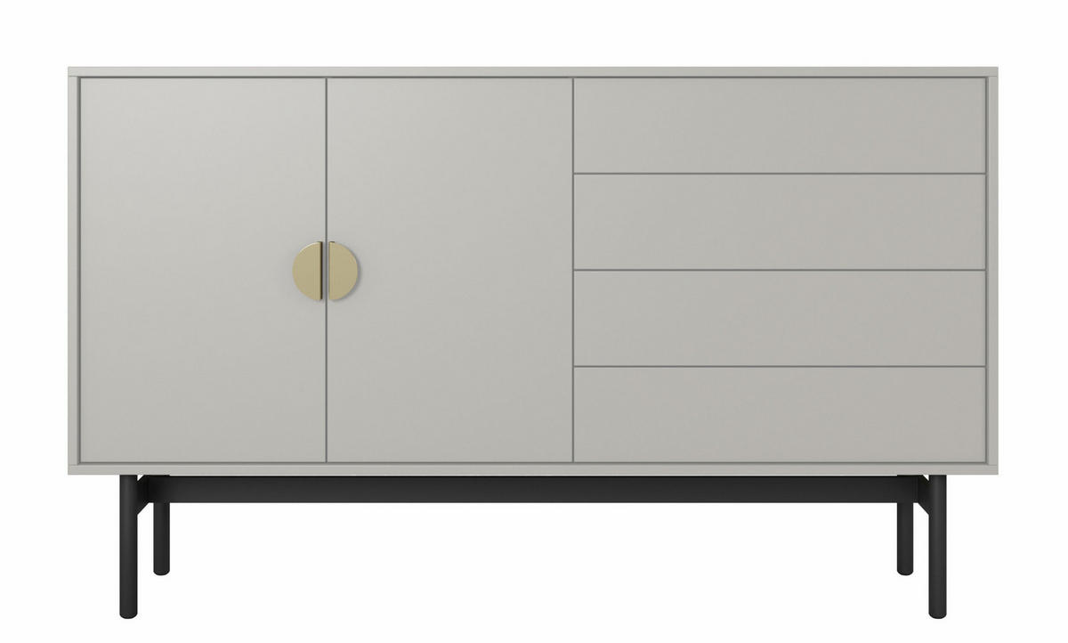 SIDEBOARD Stoon Grau-Beige 154 cm - Greige/Goldfarben, Holzwerkstoff/Metall (154/93/38cm) - Selsey
