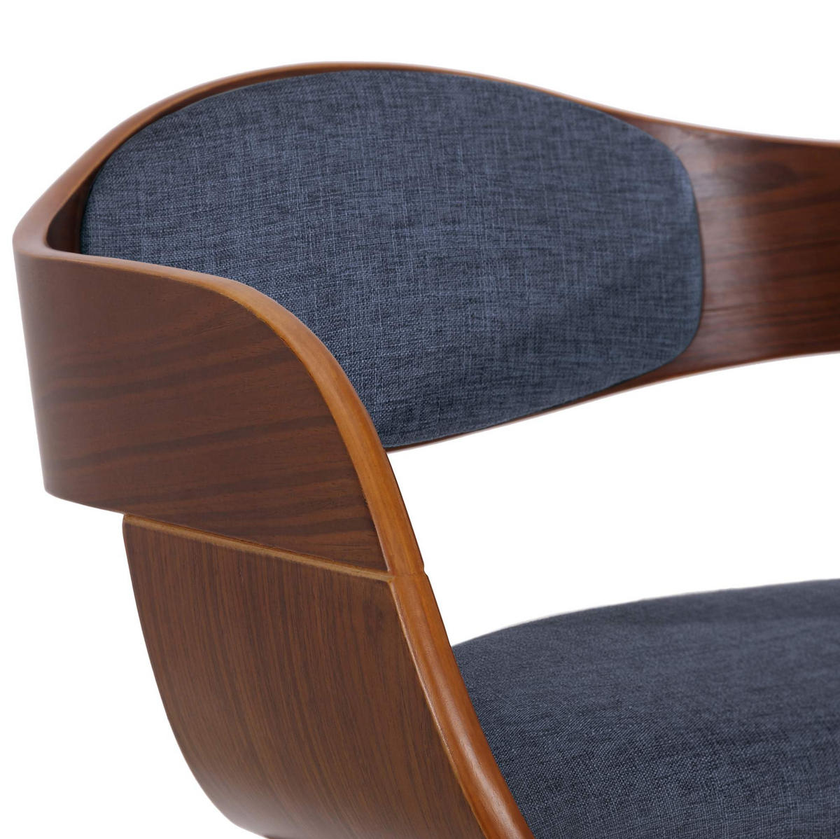 ARMLEHNENSTUHL Stoff Walnuss/Blau - Blau/Walnussfarben, Holz/Textil (49/73/46cm) - CLP