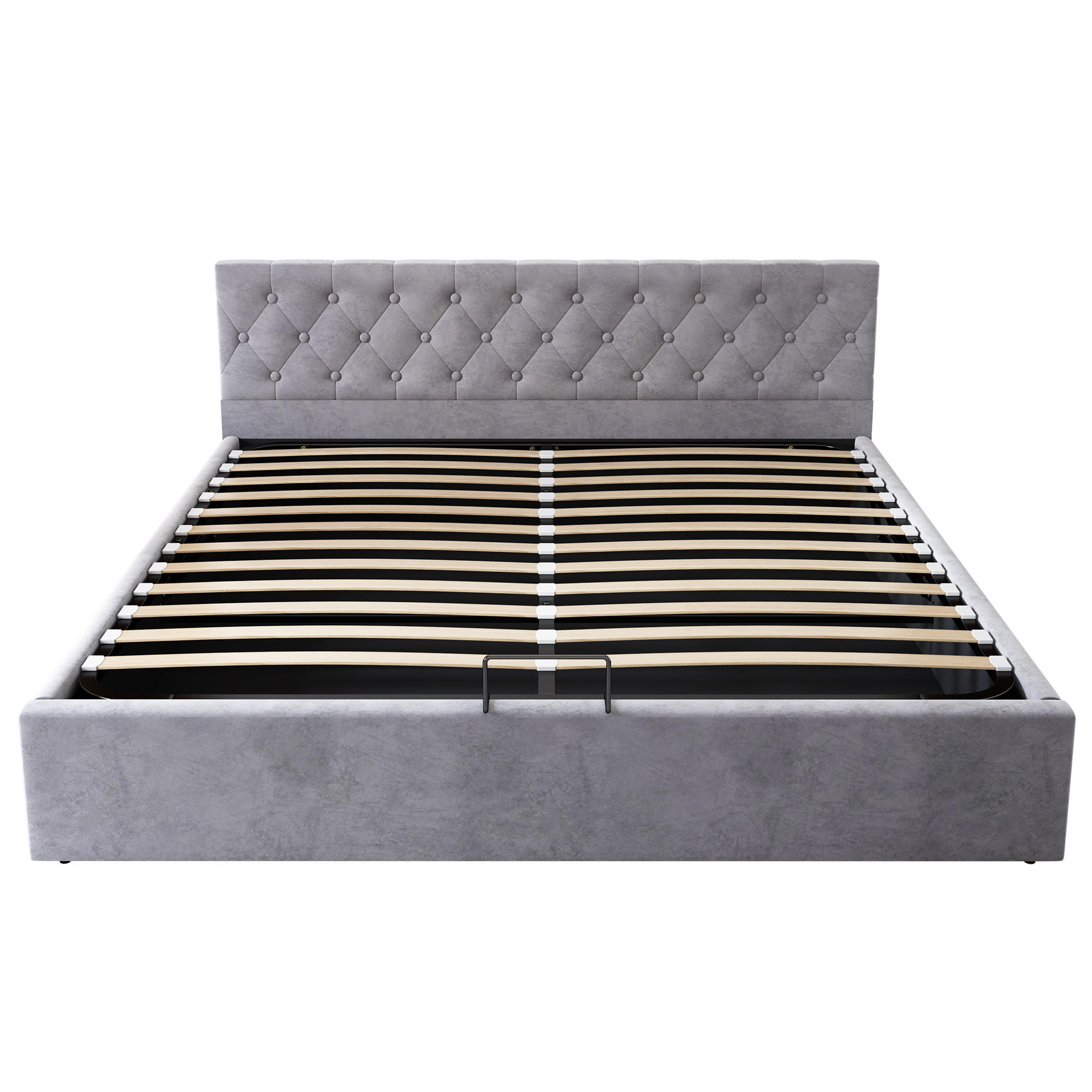 POLSTERBETT 180/200 cm in Grau Samt - Grau, Holz/Textil (180/200cm) - KOMHTOM