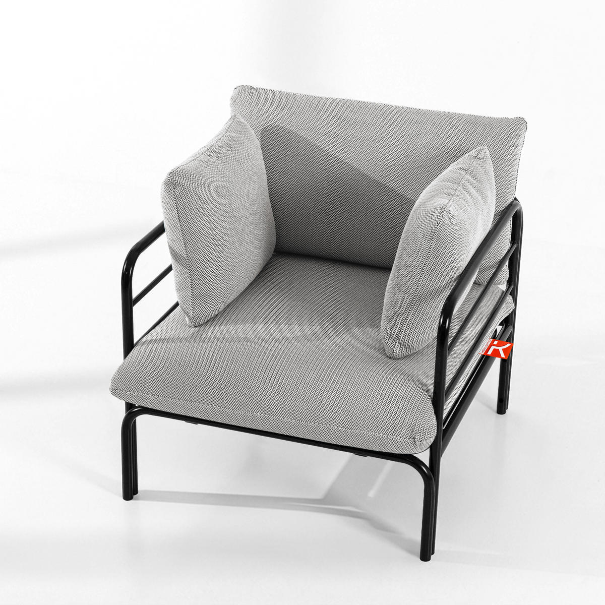 GARTENMÖBELSET RAMBE 4-tlg. 1x Tisch 2x Sessel 1x Sofa 2-Sitzer, mit Kissen, LOFT-STIL, Anthrazit - Dunkelgrau/Anthrazit, Glas/Textil - KONSIMO®