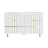 KOMODA bílá a zlatá 6 zásuvek 120 cm moderní - bílá, kompozitní dřevo (120/72/40cm) - Urban Meuble