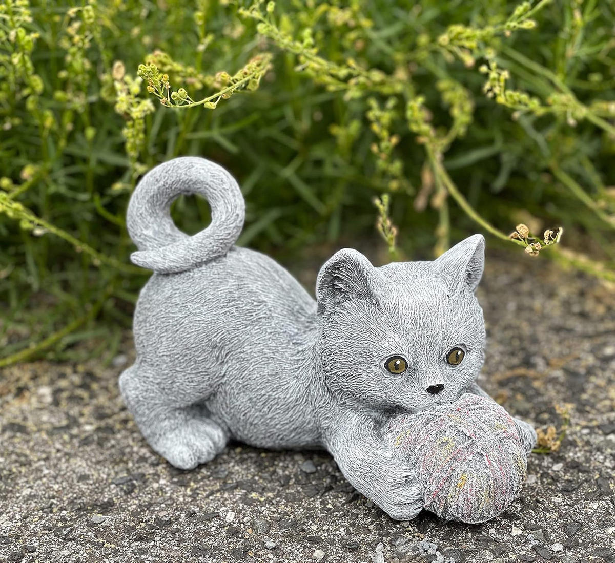 STEINFIGUR Katze Sabrina Steinguss frostfest wetterfest - Grau, Stein (19/12/12cm) - stoneandstyle