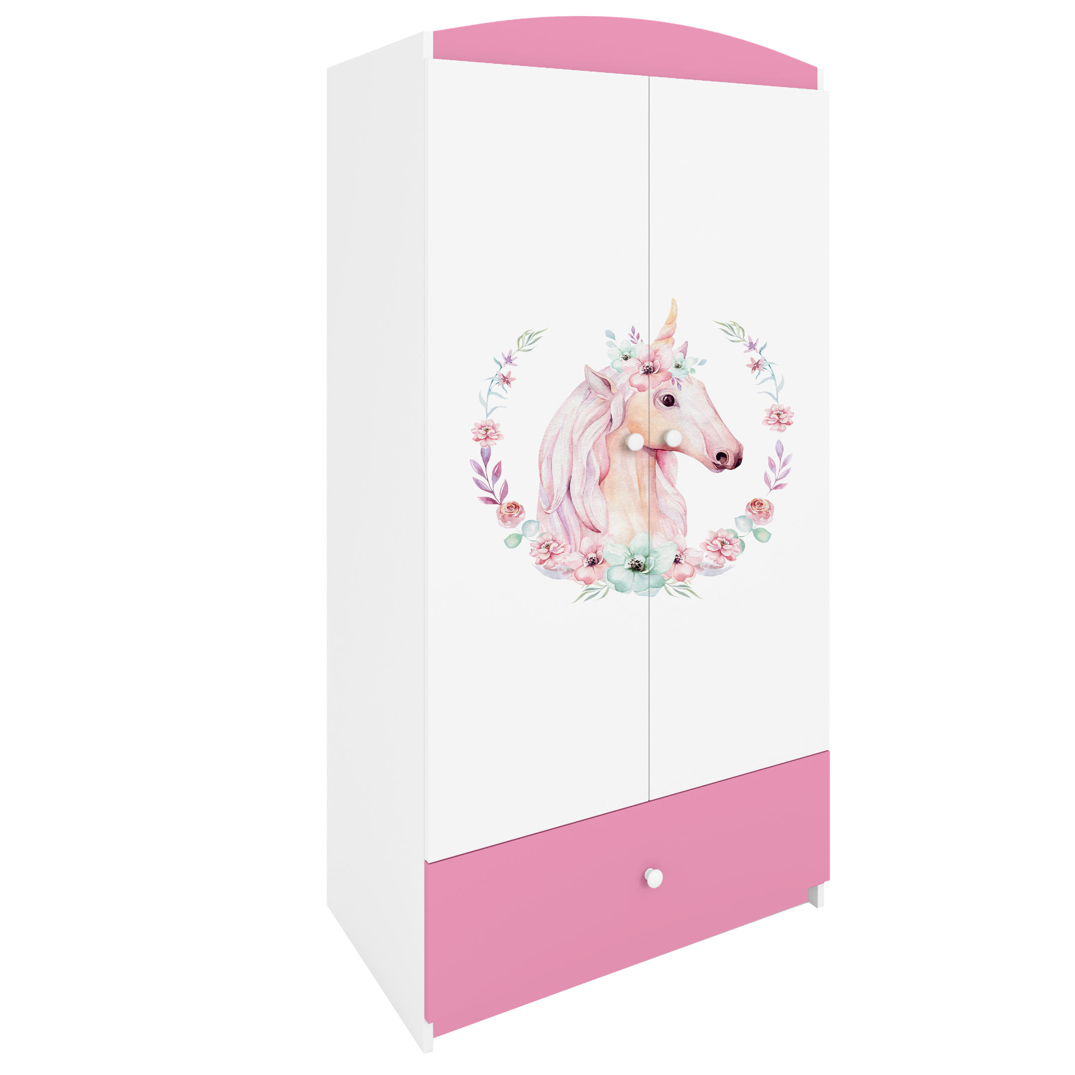 KINDERKLEIDERSCHRANK Pferd - Hellrosa, Holzwerkstoff (90/175/52cm) - RAUMHIRSCH FURNITURE