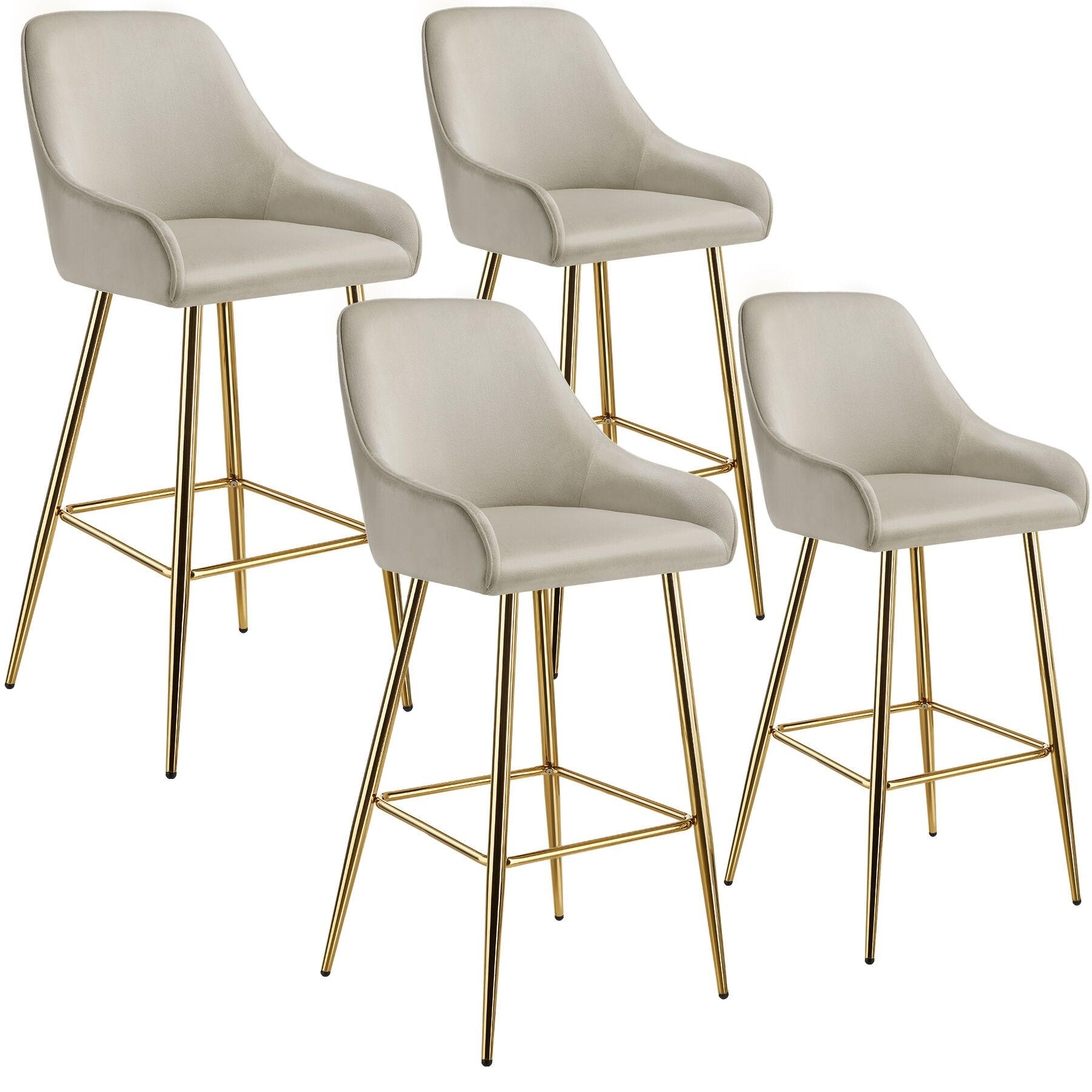 BARSTUHL Avane,48,5 x 57 x 108 cm, Belastbarkeit 120 kg,creme/gold - Goldfarben/Creme, Kunststoff/Textil (48.5/108/57cm) - tectake