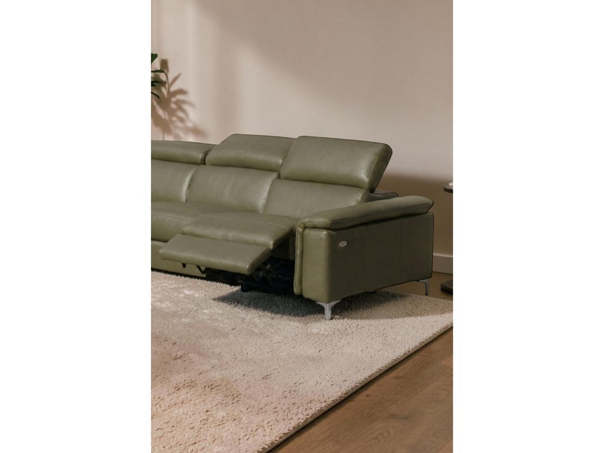 ECKSOFA Avenger Echtleder Perlgrau - Hellgrau, Leder/Metall (271/81/224cm)