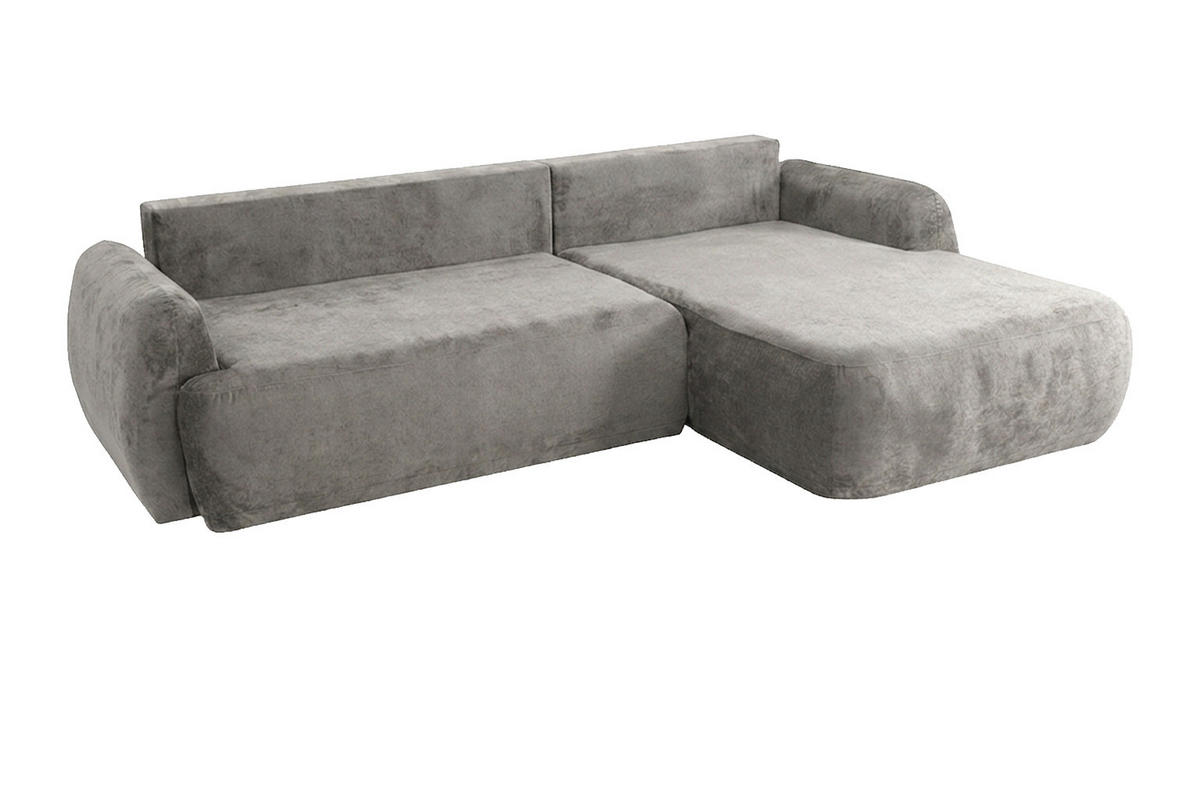 ECKSOFA Mit Schlaffunktion Und Bettkasten, Chenille-Stoff Perfecto, Grau, Rechts, HELA II - Grau, Holz (280/184cm) - Kaiser Möbel