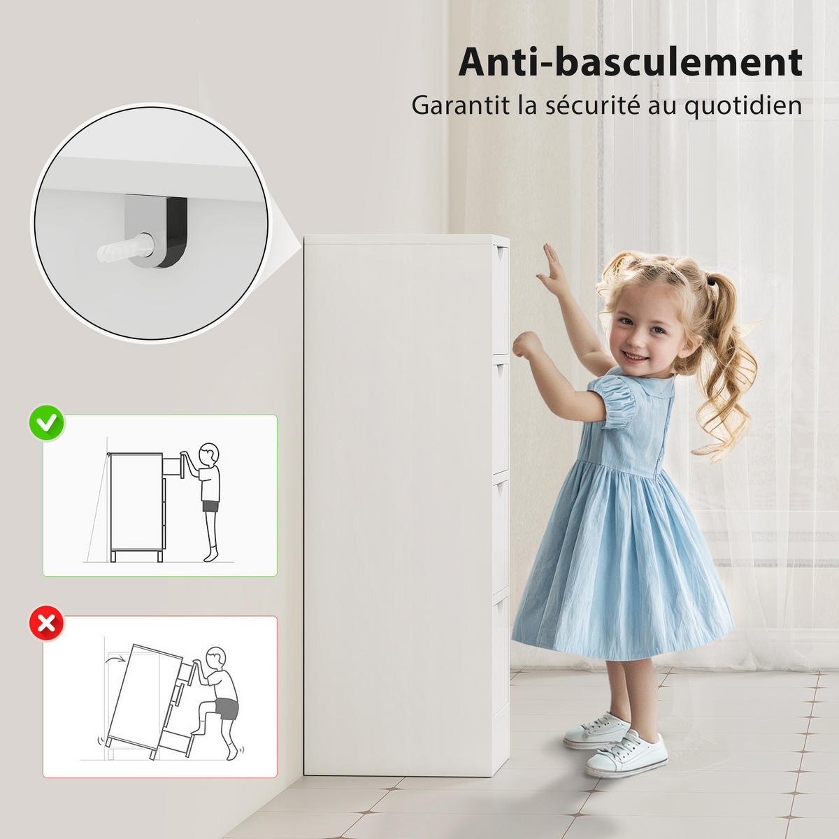 BADEZIMMERSCHRANK DE-17356 mit 4 Schubladen Weiß - Weiß, Holzwerkstoff (29/83/29cm) - ComfortXL