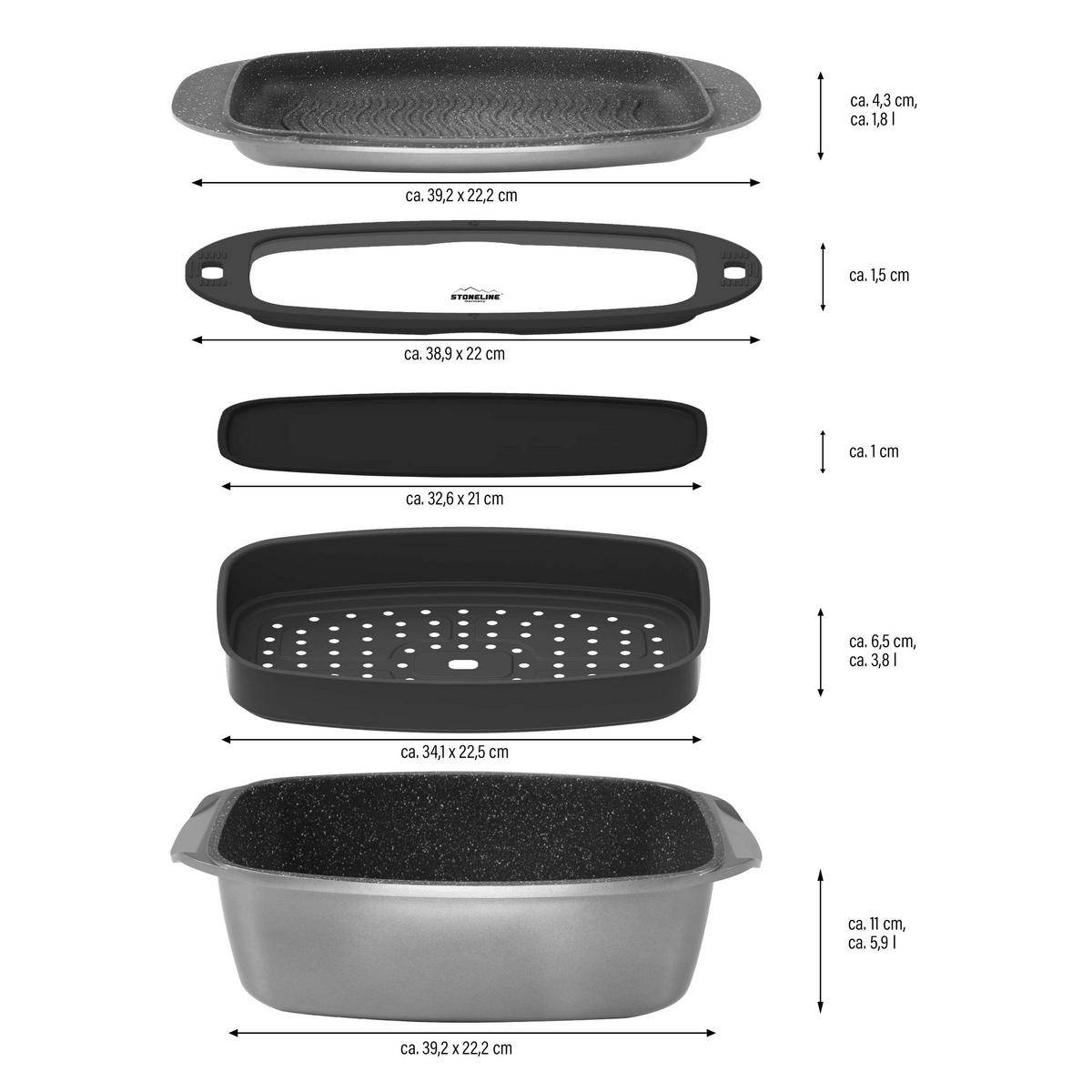 BRÄTER-/BACK-SET MULTIFUNKTIONAL 5-TEILIG - Grau, Metall (39cm) - Stoneline