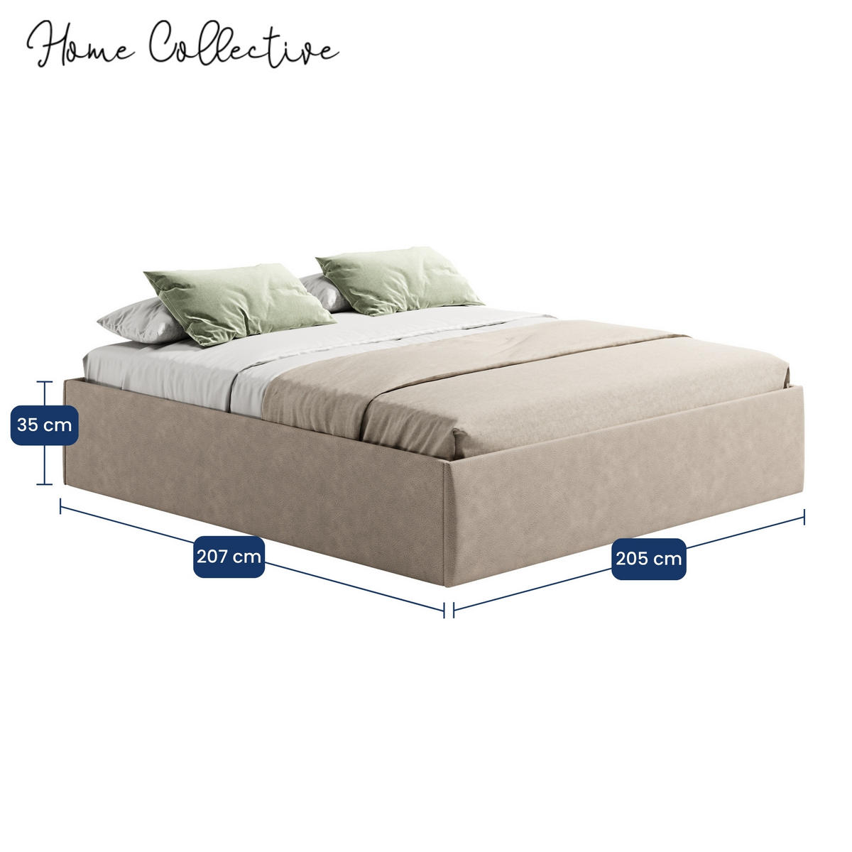 POLSTERBETT mit Stauraum & H2 Matratze 200x200 cm in Beige - Beige, Textil (200/200cm) - Home Collective