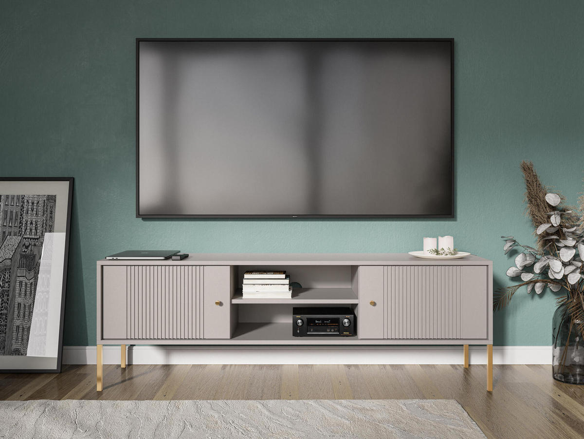 TV-LOWBOARD ISEO Beige, Gold 154x50x50 cm - Beige/Goldfarben, Holzwerkstoff (154/50/50cm) - FURNLUX