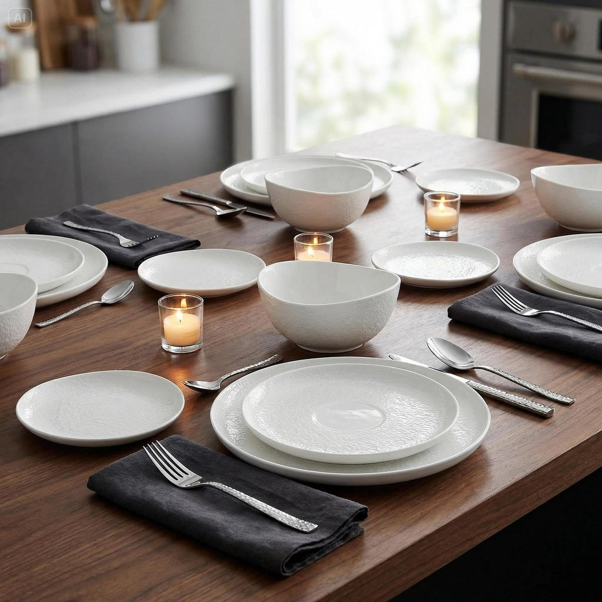 GESCHIRRSET MILA in Schieferoptik 27-tlg. weiß - Weiß, Keramik (34/36/35cm) - Mulex