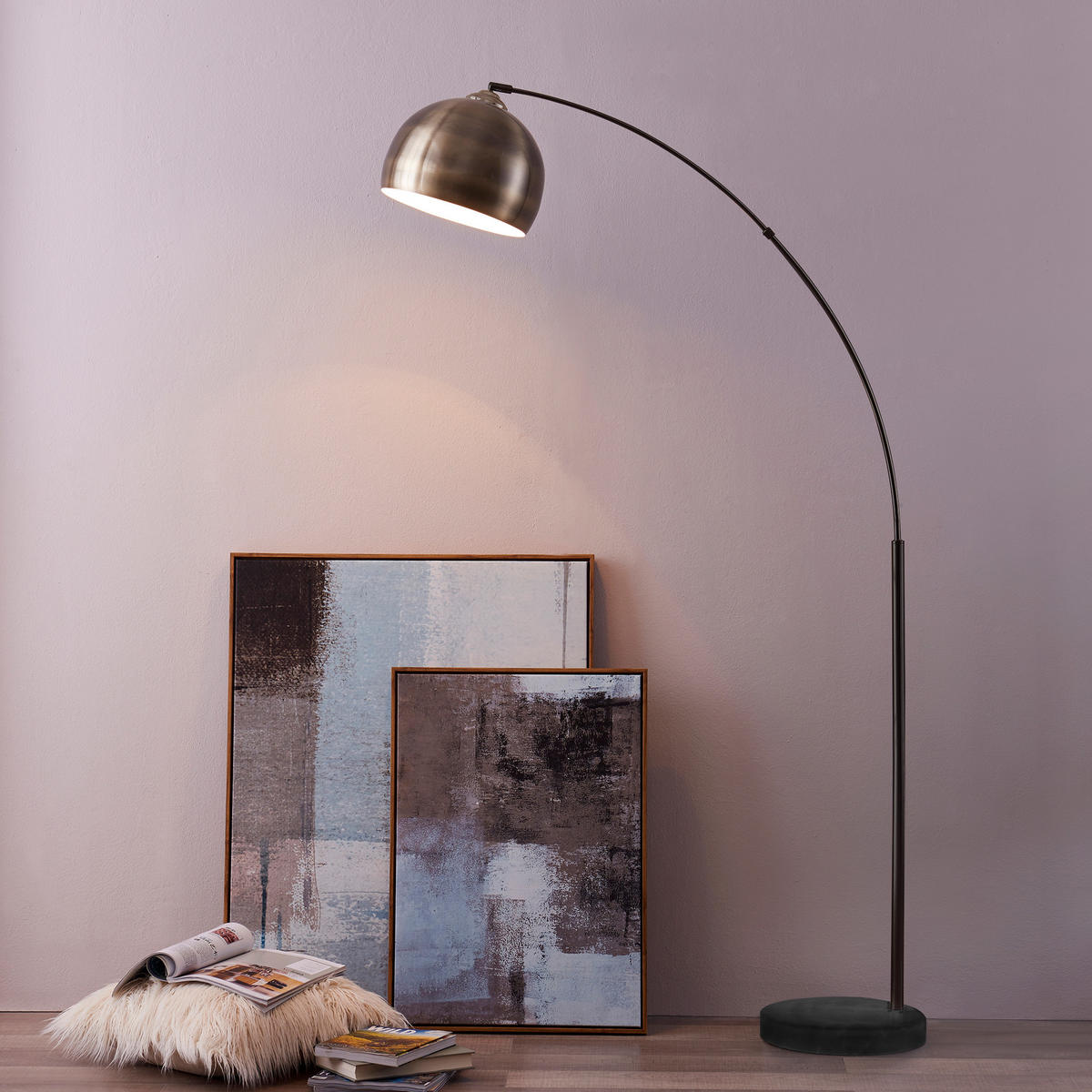 BOGENLEUCHTE Messing - Messingfarben, Metall (173/32/173cm) - Teamson Home