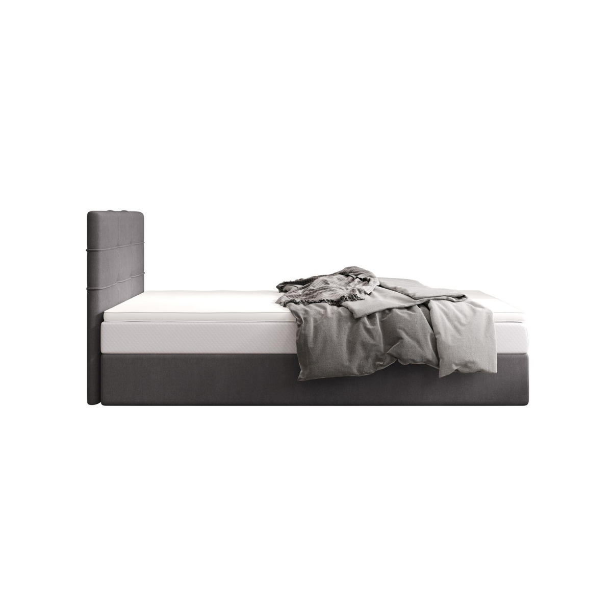 BOXBETT DUO 2 100x200 Cosmic 160, mit Matratze H3, Bonell und Topper, Hellgrau - Hellgrau, Holz/Kunststoff (100/200cm) - Bedante
