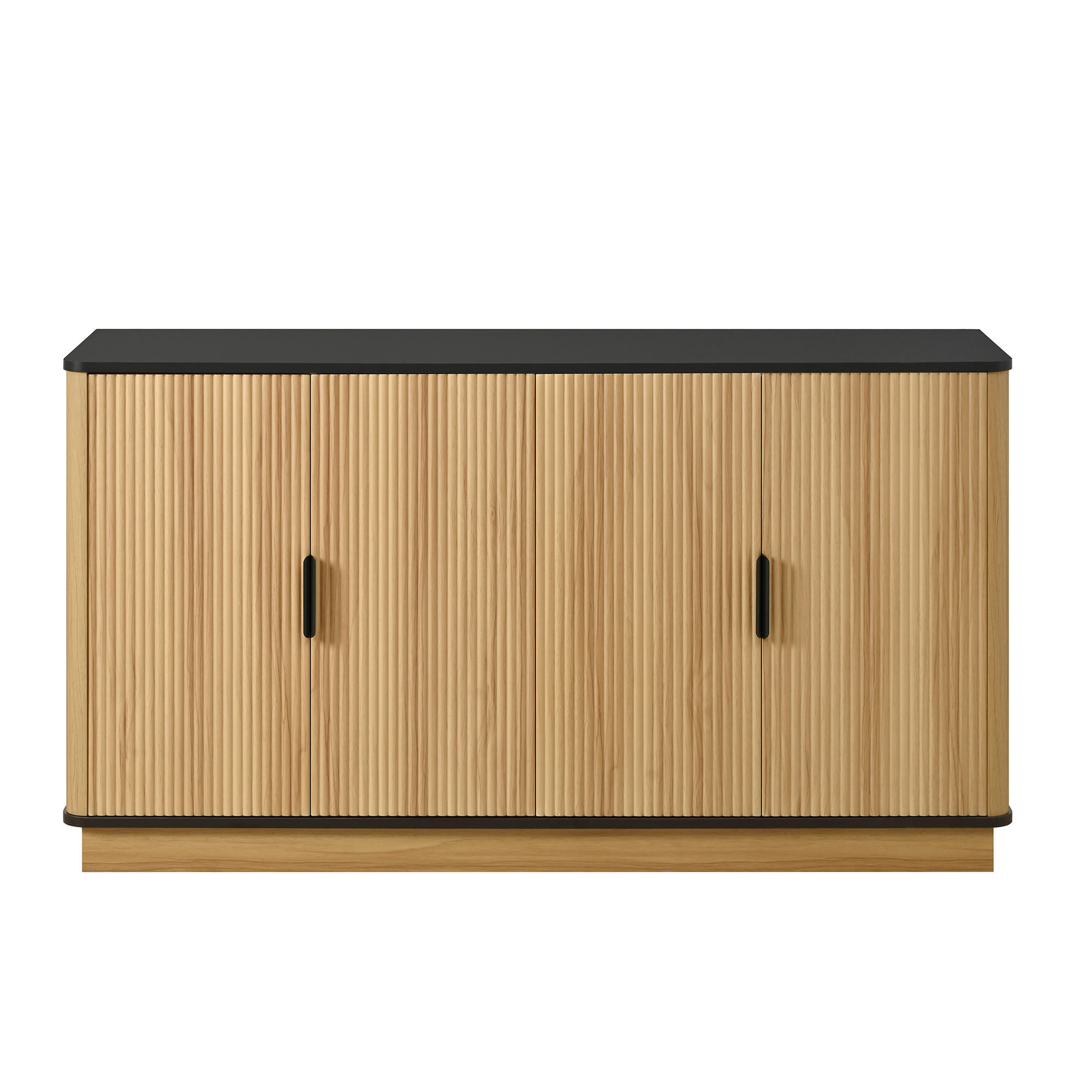 SIDEBOARD in Holzoptik mit Riffel-Design, mit 4 Türen und stummen Scharnieren - Naturfarben, Holzwerkstoff (139/75/40cm) - Urban Meuble