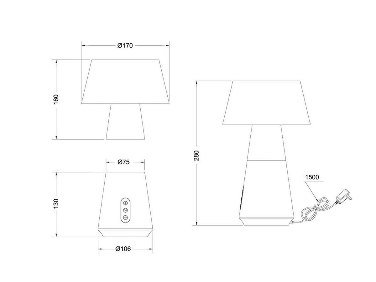 AKKU-TISCHLEUCHTE Touch dimmbar, Lautsprecher, Höhe 28cm, kabellos USB aufladbar - Schwarz/Weiß, Kunststoff (17/17/28cm) - meineWunschleuchte