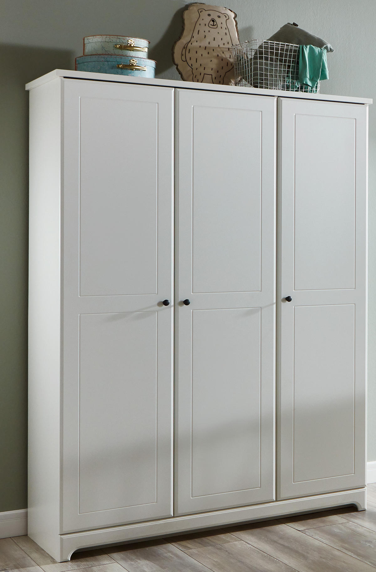 KLEIDERSCHRANK Thilo Landhausstil 133/189/51 cm Soft-Close - Schwarz/Weiß, Holzwerkstoff/Metall (133/189/51cm) - arthur berndt