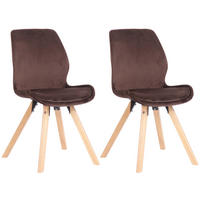 STUHL 2er Set Samt braun - Eukalyptusholzfarben/Braun, Holz/Textil (49/87.5/58cm) - CLP