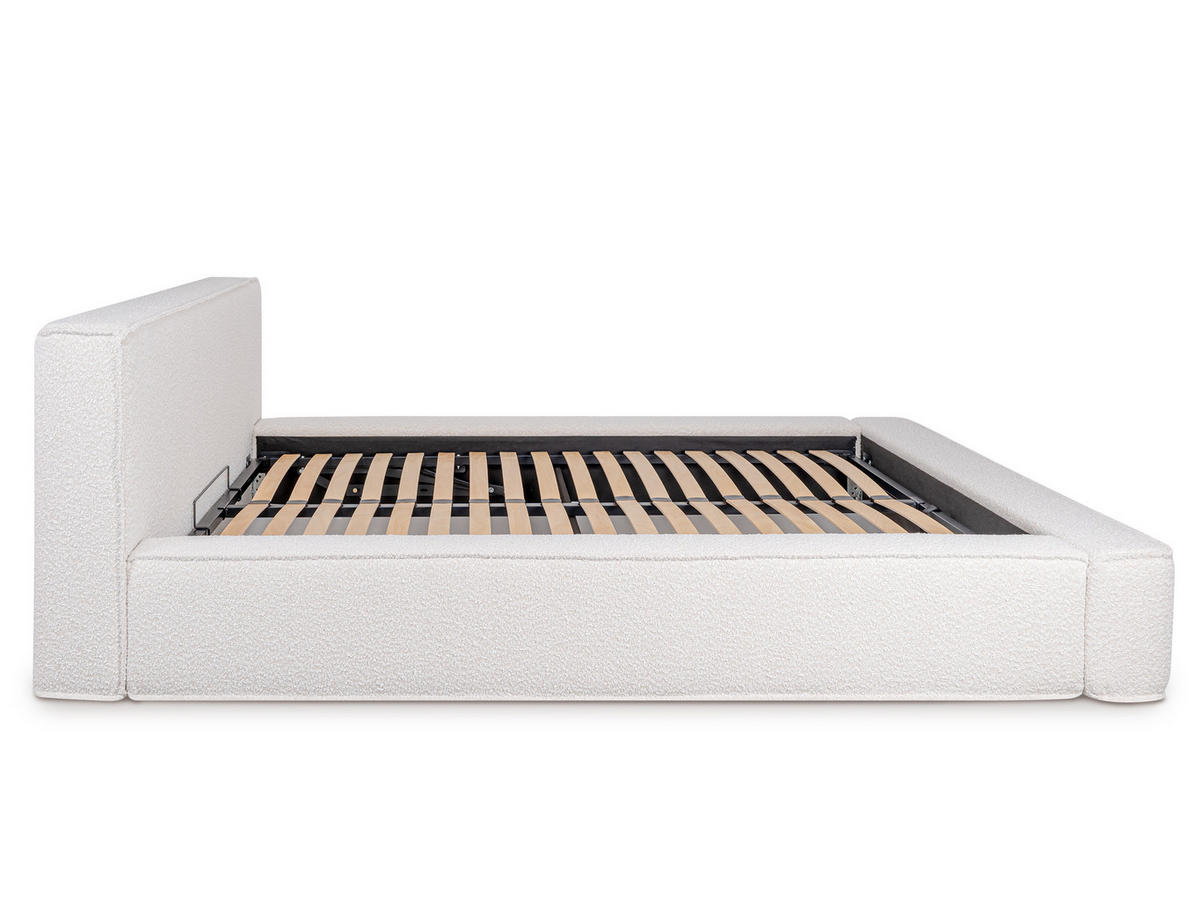 POLSTERBETT Tulu Hellbeige 180/200 cm Boucle mit Bettkasten - Beige, Textil/Metall (180/200cm) - wonello