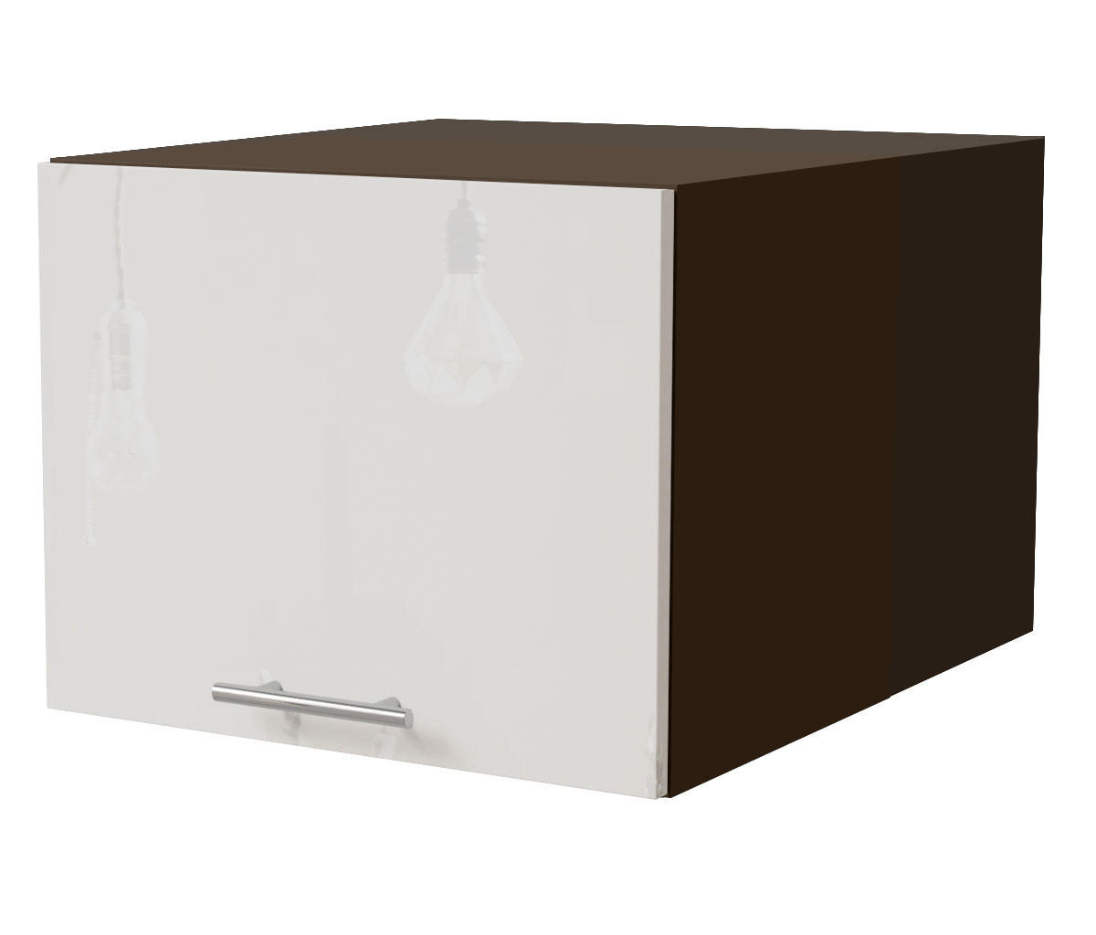 Feldmann-Wohnen Aufsatzschrank Weiß Hochglanz, Dunkelgrau 45x36x59 cm