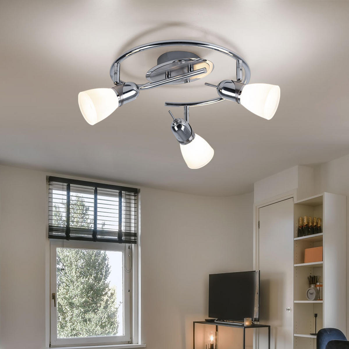 LED DECKENLEUCHTE Stahl Silber - Silberfarben, Glas (38/38/16cm) - Esto