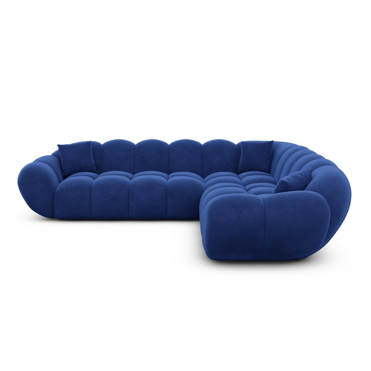ECKSOFA Liva Königsblau Samtstoff - Blau, Textil (258/258cm) - VAROYAL