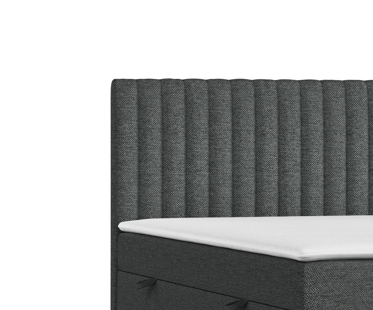 BOXBETT Spencer Anthrazit 140/200 cm mit Matratze und Topper - Anthrazit/Schwarz, Holz/Holzwerkstoff (140/200cm) - Maison de Reve