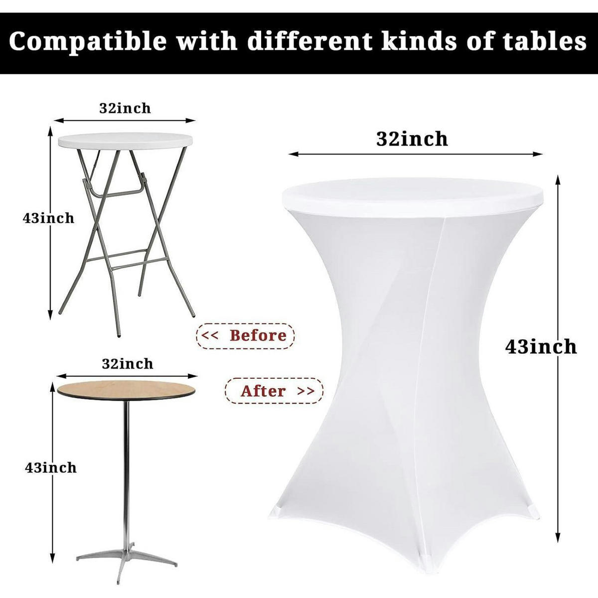 STEHTISCH Husse 10er-Set Weiß Ø 80-85 cm - Weiß, Textil (81.3/109.2cm)