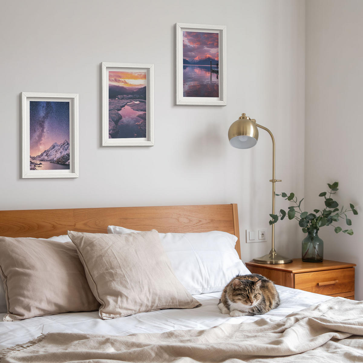 WANDBILDER 3er-Set - 20x30 cm Weißer Rahmen - Berge, Wasser, wunderschöne Landschaften - Weiß, Kunststoff (20/30cm) - ArtPrintCave