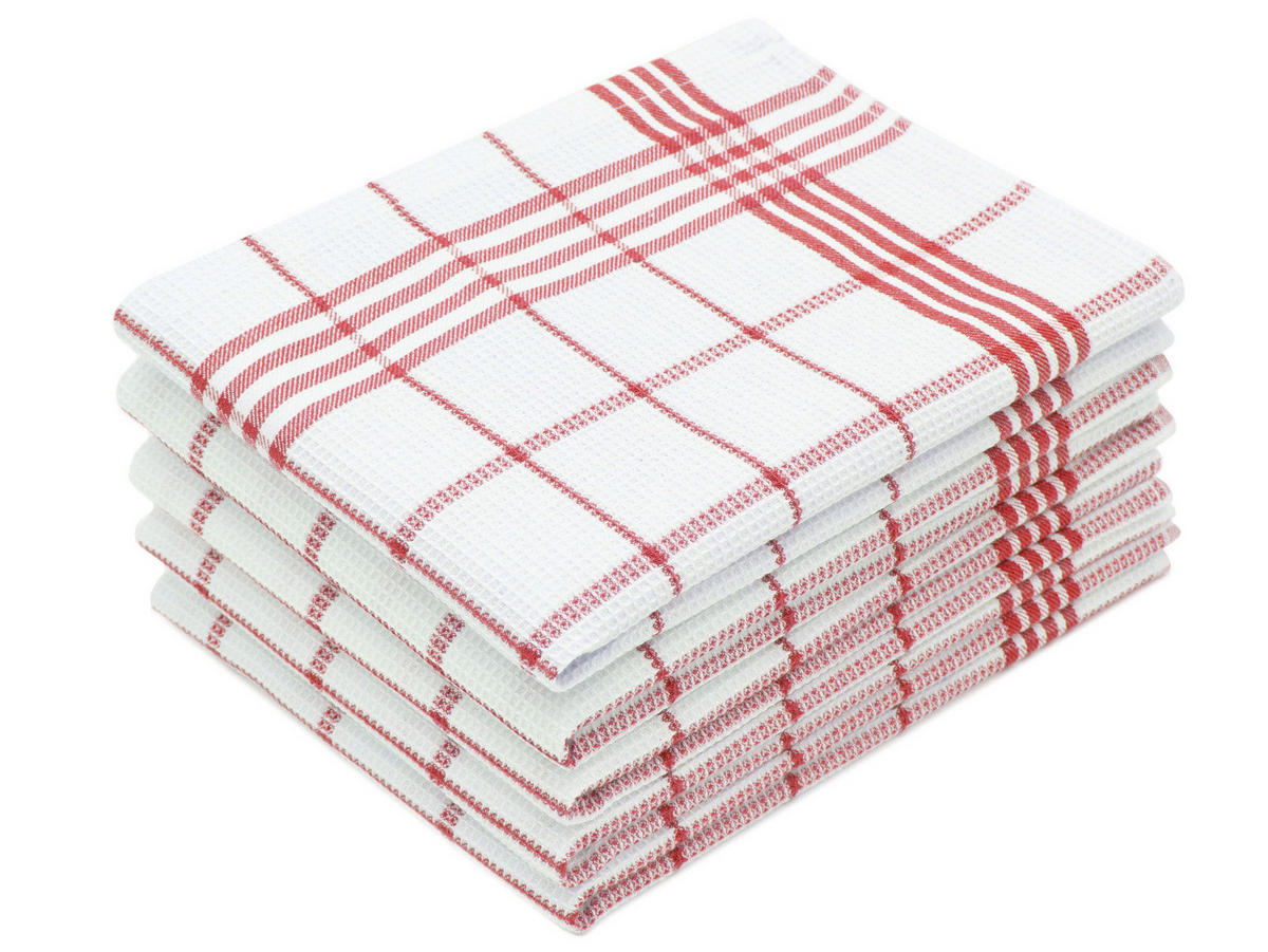 GESCHIRRTÜCHER, 5er-Set, 50x70 cm, 100% Baumwolle, Rot - Rot, Textil (50/70cm) - Zollner
