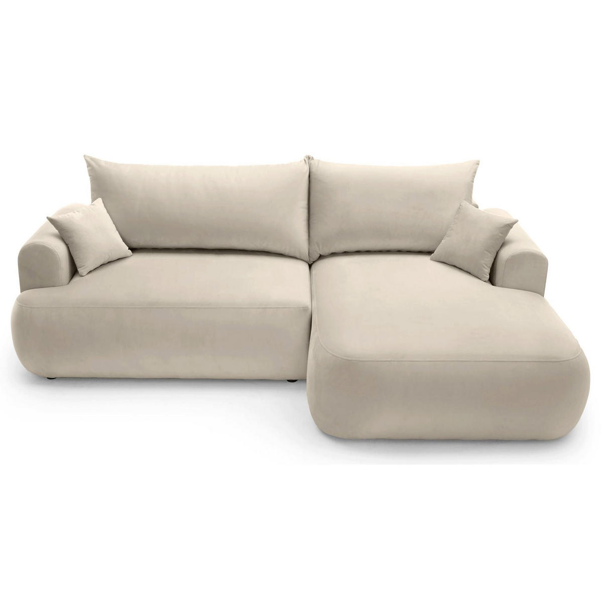 ECKSOFA Ovo Hellbeige mit wasserabweisendem Samtbezug - Ecru/Schwarz, Kunststoff/Textil (165/260cm) - Selsey