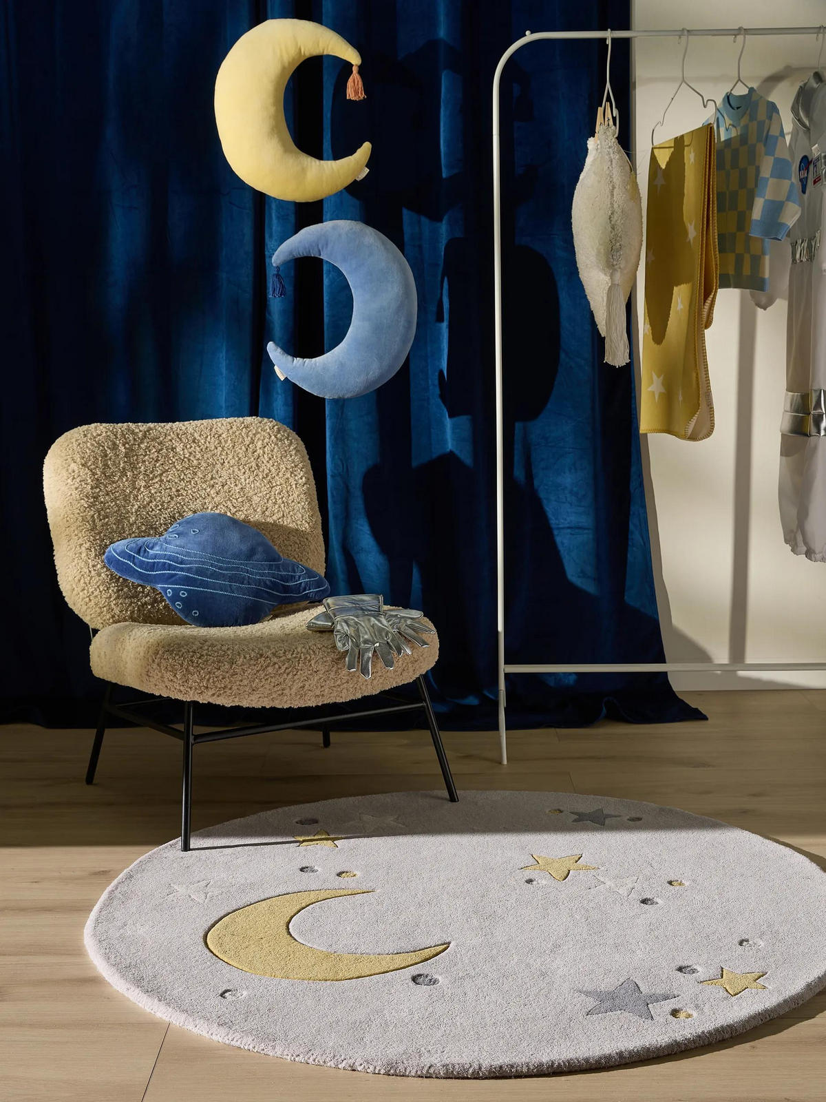KINDERTEPPICH Alex Grau ø 120 cm rund - Grau, Naturmaterialien/Textil (120/120cm) - benuta