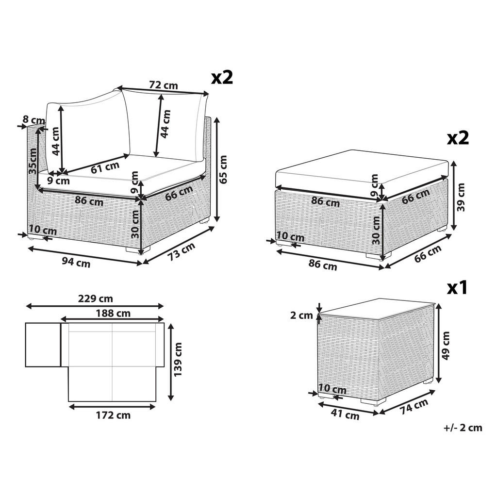 Thumbnail - Beliani Lounge-Set, Braun, Kunststoff, Loungemöbel, Loungemöbel-Sets