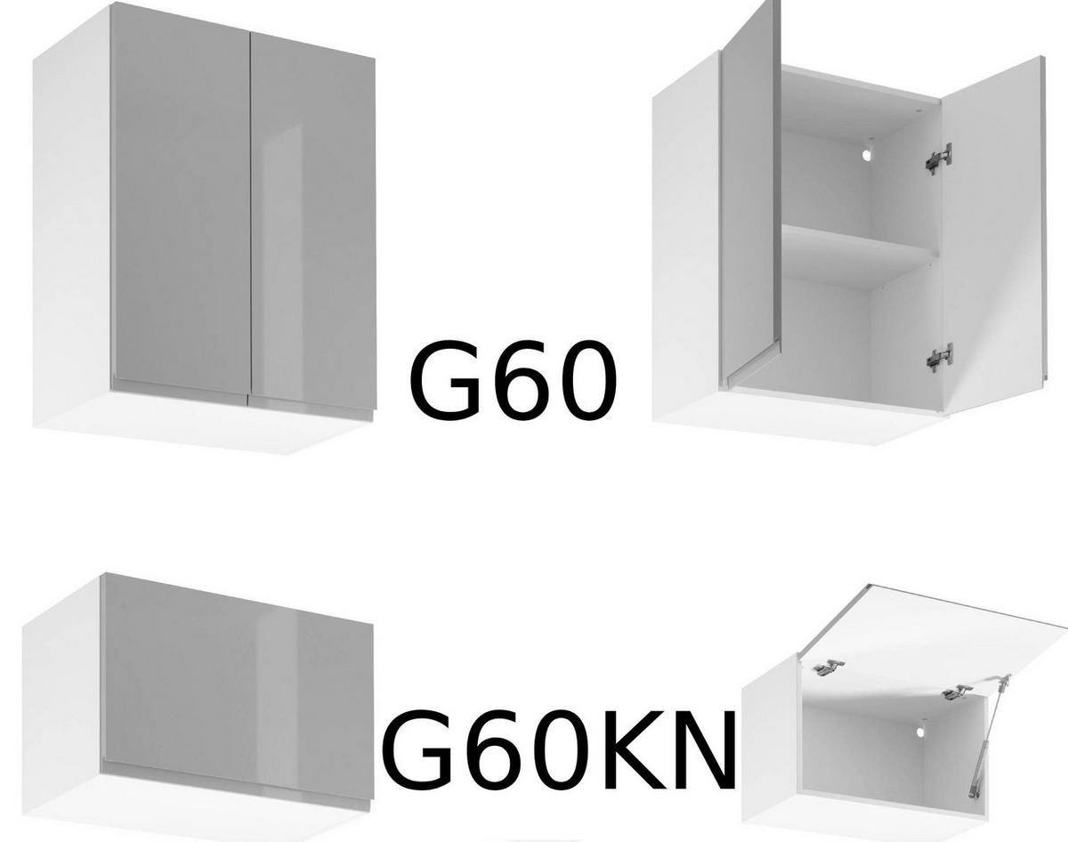 WINKELKÜCHE 320 cm x 320 cm x 200 cm- Aspen KA20-M320 - in Grau/Hochglanz - Grau, Holz (840/212/58cm)