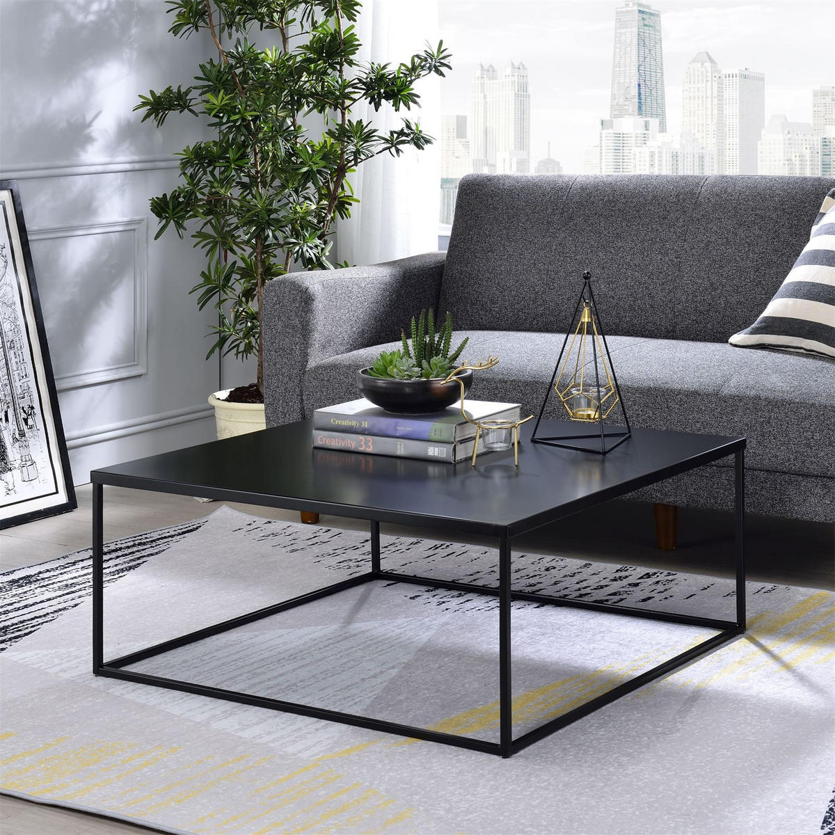 COUCHTISCH HILAR schwarz - Schwarz, Metall (80/80/35cm) - IDIMEX