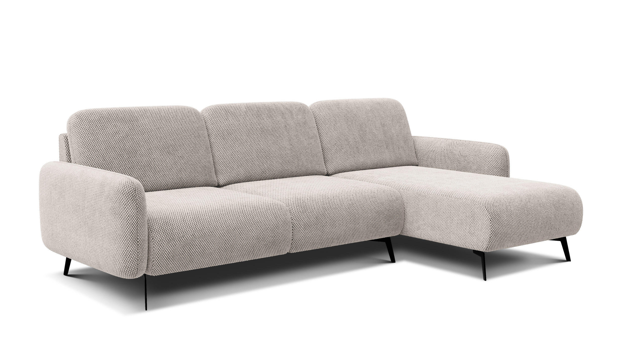 ECKSOFA FEBE 4-Sitzer rechts, beige - Beige/Schwarz, Holz/Textil (264/157cm) - Courtois Laville