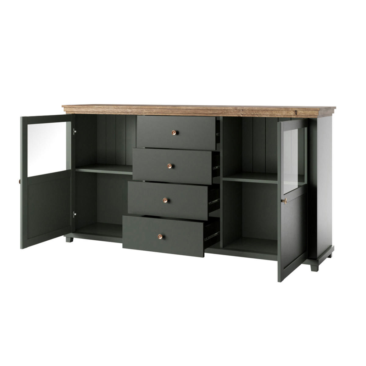 SIDEBOARD Martin Grün und Holz - Grün, Holzwerkstoff (181/93/42cm) - Petits-meubles