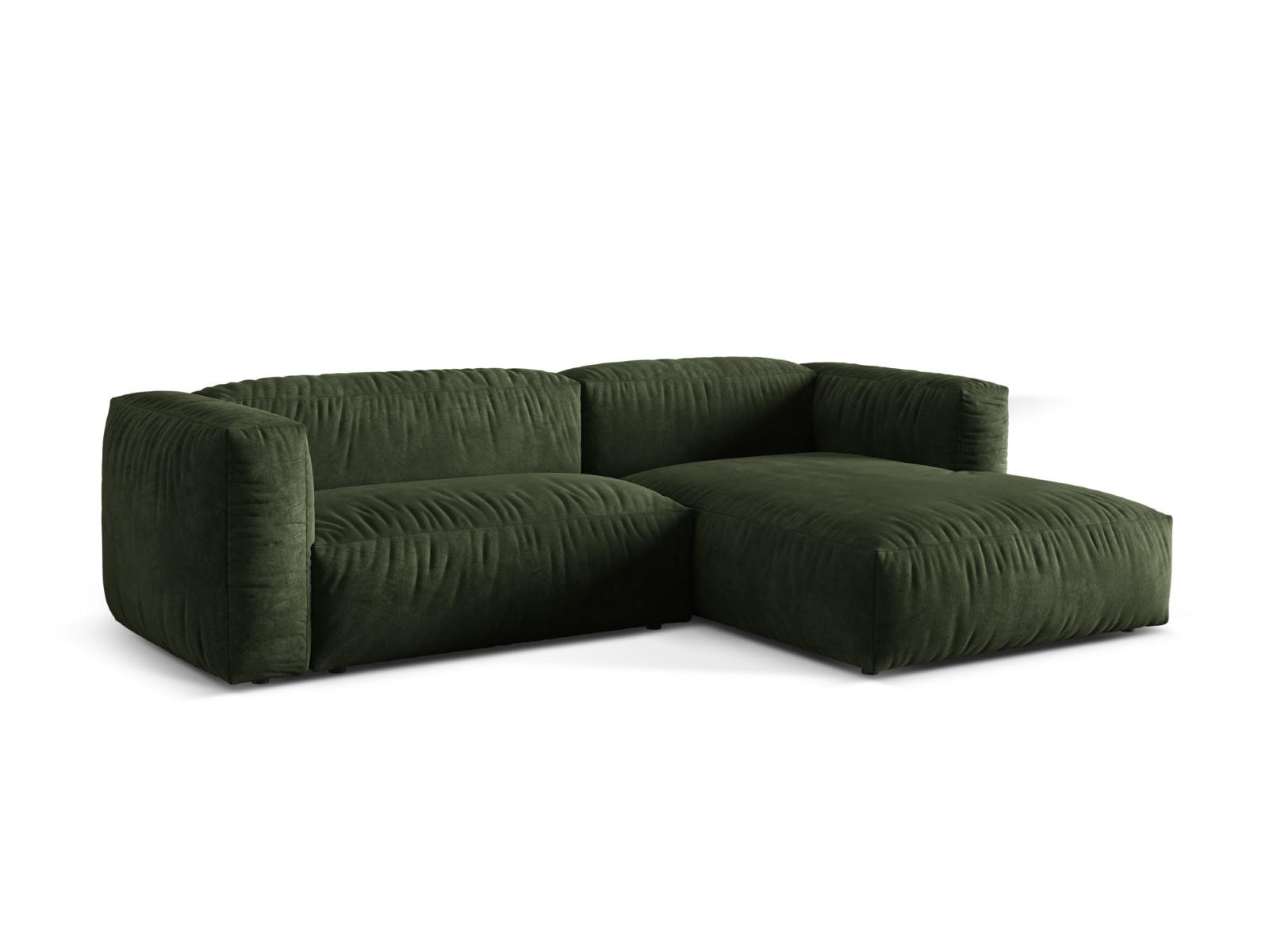 ECKSOFA modular rechts Martina aus Samt grün 2 Sitzplätze - Grün, Textil (176/283cm) - Micadoni