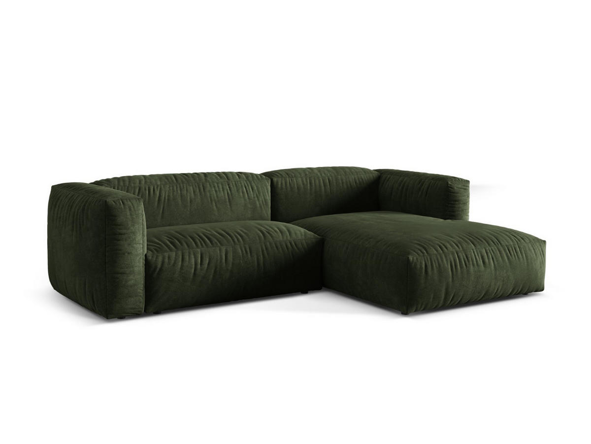 ECKSOFA modular rechts Martina aus Samt grün 2 Sitzplätze - Grün, Textil (176/283cm) - Micadoni