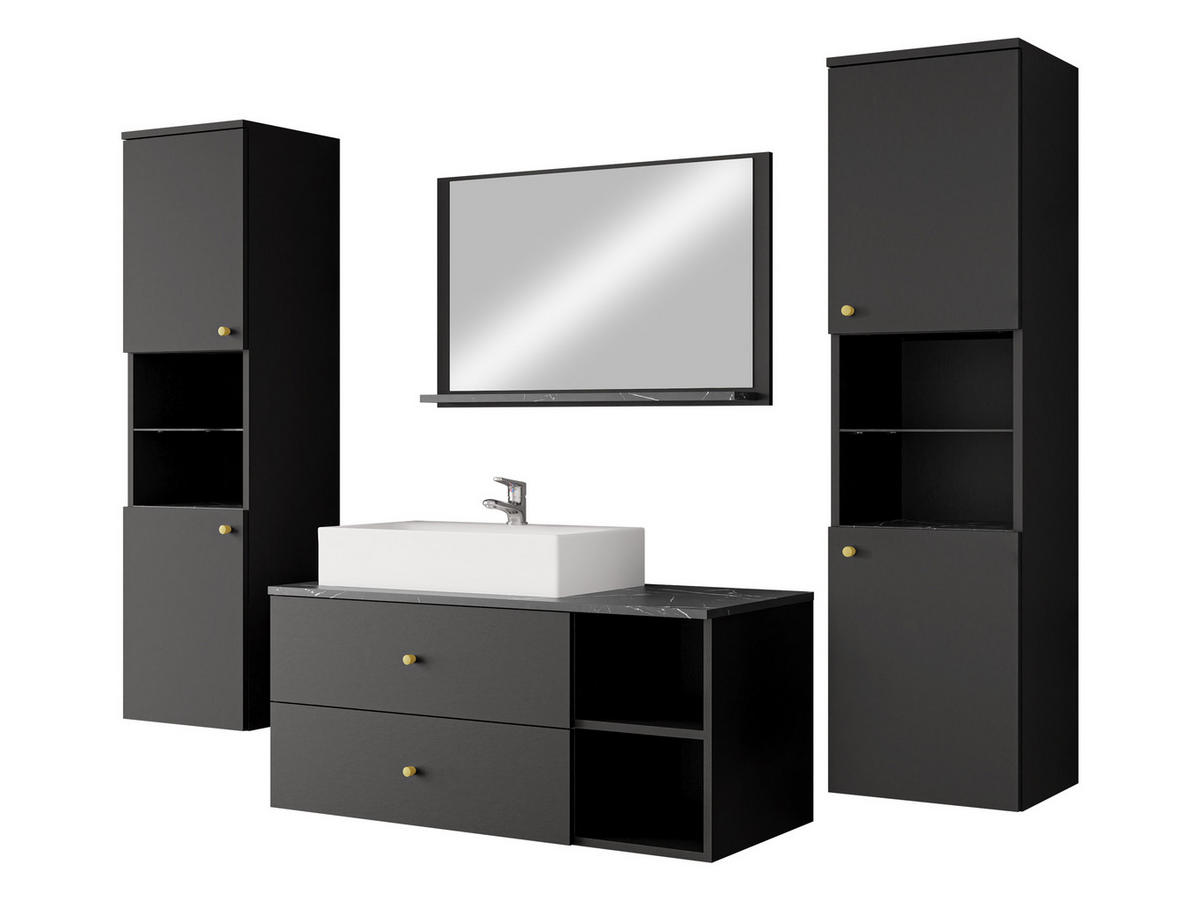 BADMÖBEL-SET Kertos III - Goldfarben/Schwarz, Holzwerkstoff/Metall (100/57/45cm) - MIRJAN24