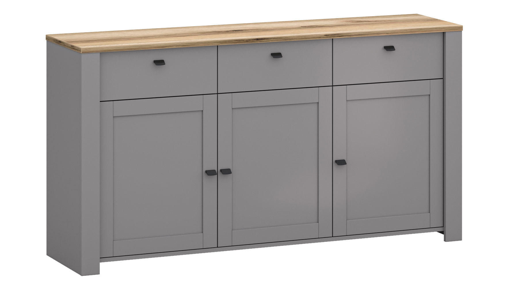 SIDEBOARD Latour grau / Eiche Delano 165 / 42 / 88cm - Braun/Grau, Holz/Holzwerkstoff (165/88/42cm) - Feldmann-Wohnen