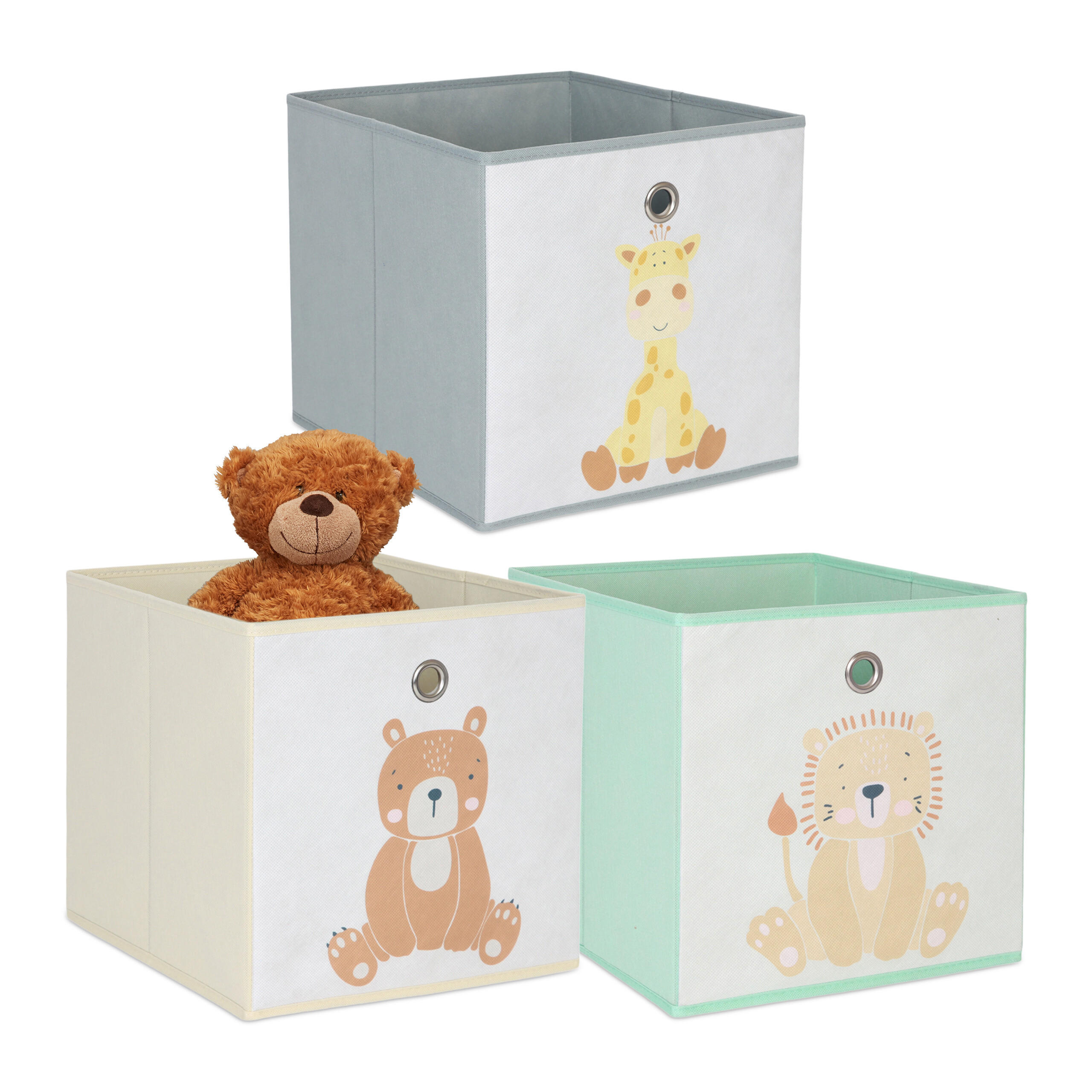 Relaxdays KRABICE Barevná 3ks-set skládací pro děti 30x30x30 cm
