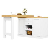 KÜCHENINSEL 120-197×40×74 cm aus MDF und Metall mit 360° drehbarer ausziehbarer Tischplatte, weiß - Weiß, Holzwerkstoff (197/74/40cm) - Luhomfu