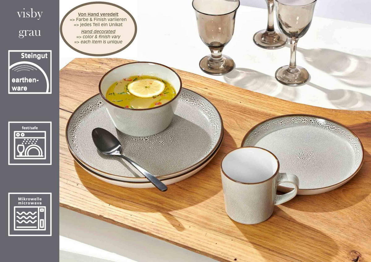 SPEISETELLER Visby Grau ø 26,5 cm 4er Set - Grau, Keramik (26.5cm) - Ritzenhoff Breker