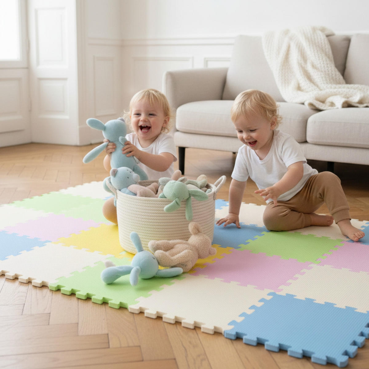 SPIELMATTE ab Null - 90 cm Baby Puzzlematte Bunt - Multicolor, Kunststoff (30/30cm) - Littletom