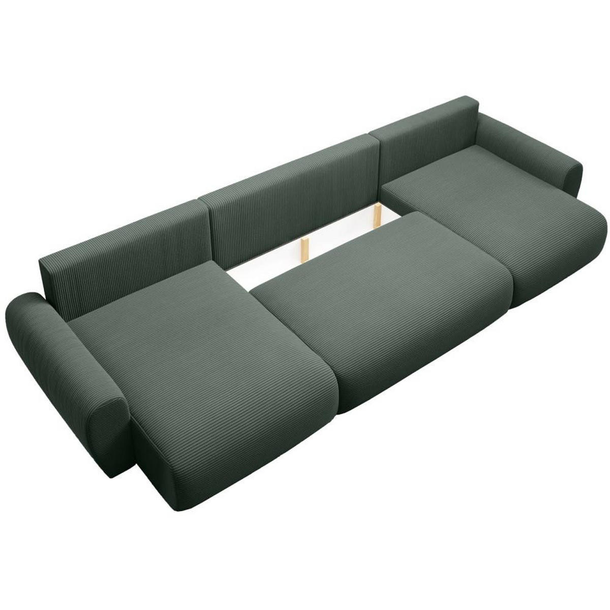 WOHNLANDSCHAFT mit Schlaffunktion Poss U grün - Grün, Textil (395/70/153cm) - Beautysofa