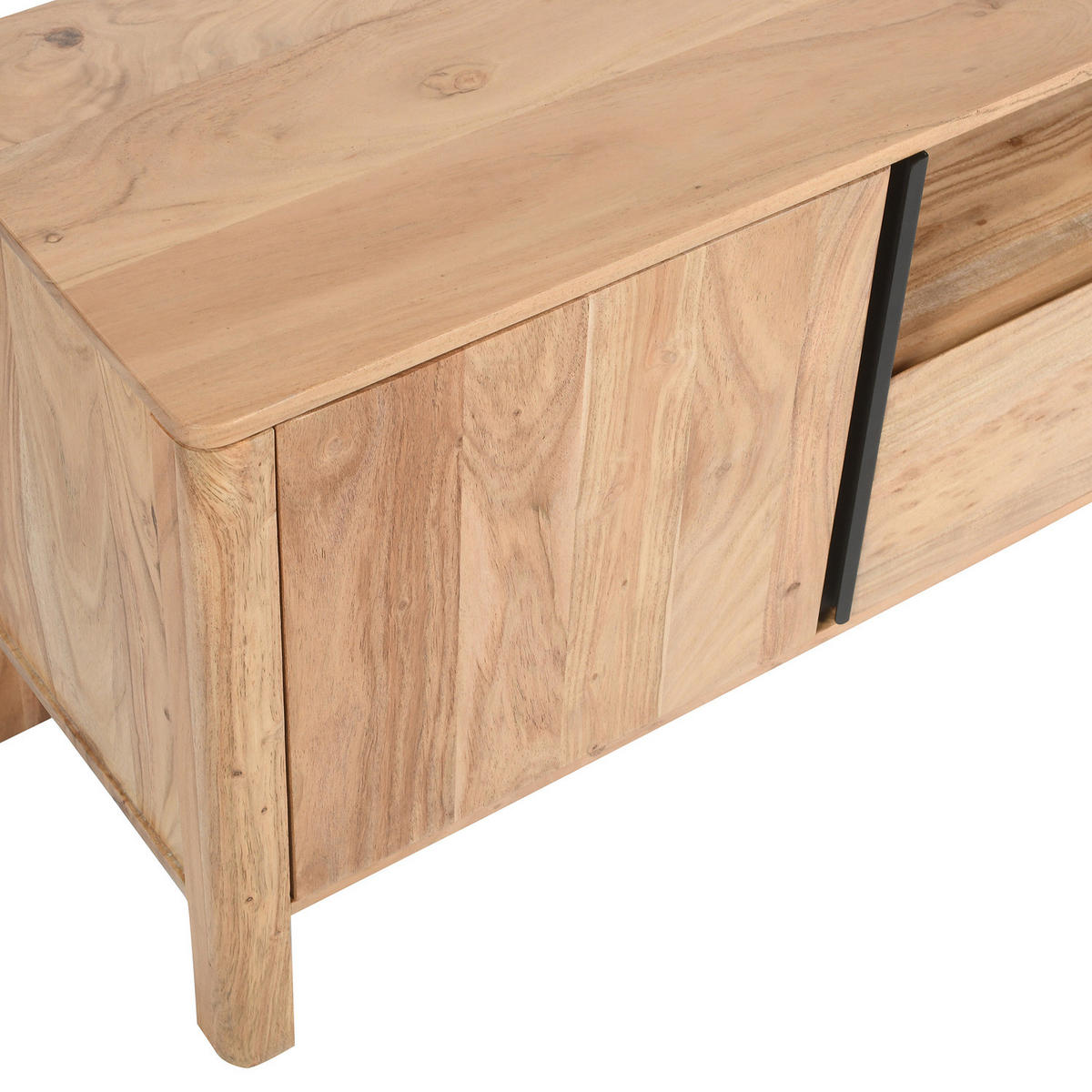 MASSIVES TV-LOWBOARD - Akazie - Schwarz/Akaziefarben, Holz/Metall (165/60/40cm) - home24