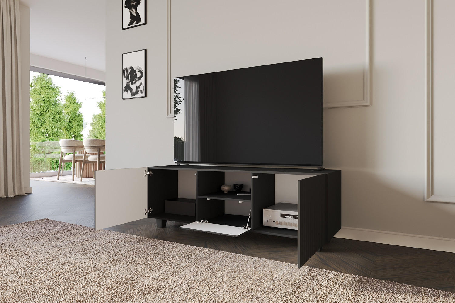 LOWBOARD KITO-S 140x50x41 cm - Schwarz - Schwarz, Holzwerkstoff (140/50/41cm) - ALTDECOR