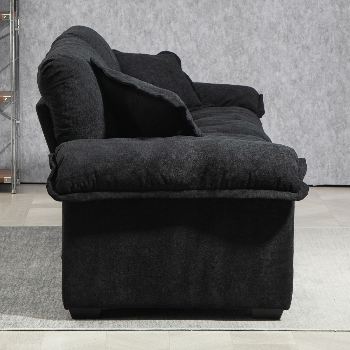 POHOVKA s poťahom chenille, 214/89/93 cm, čierna, 2-miestna - čierna, textil (90/87.6/215cm) - BEAOK