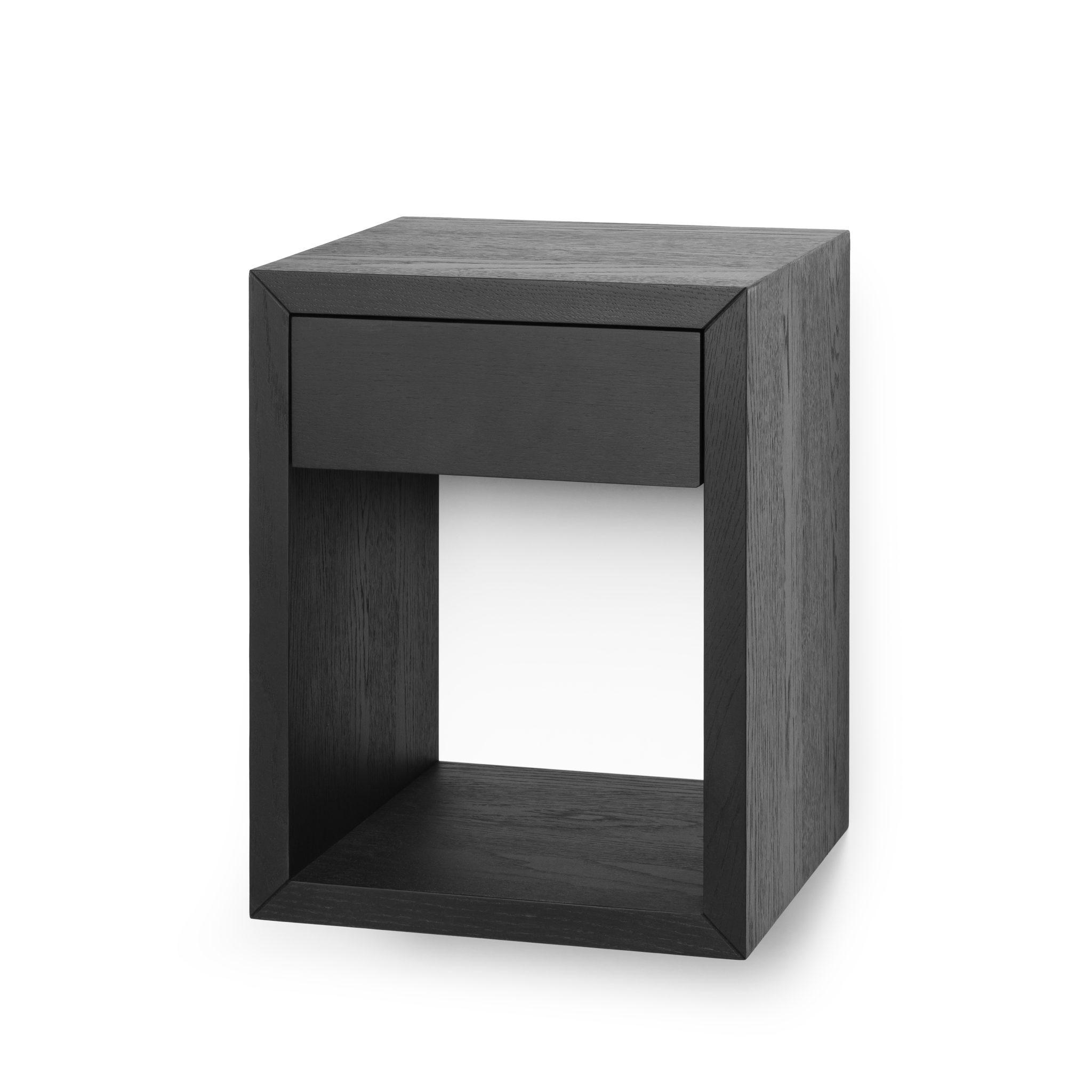 NACHTTISCH Hugo aus geölter Eiche und schwarzer Ölfinish - Schwarz, Holz (30/39/30cm) - WOODEK